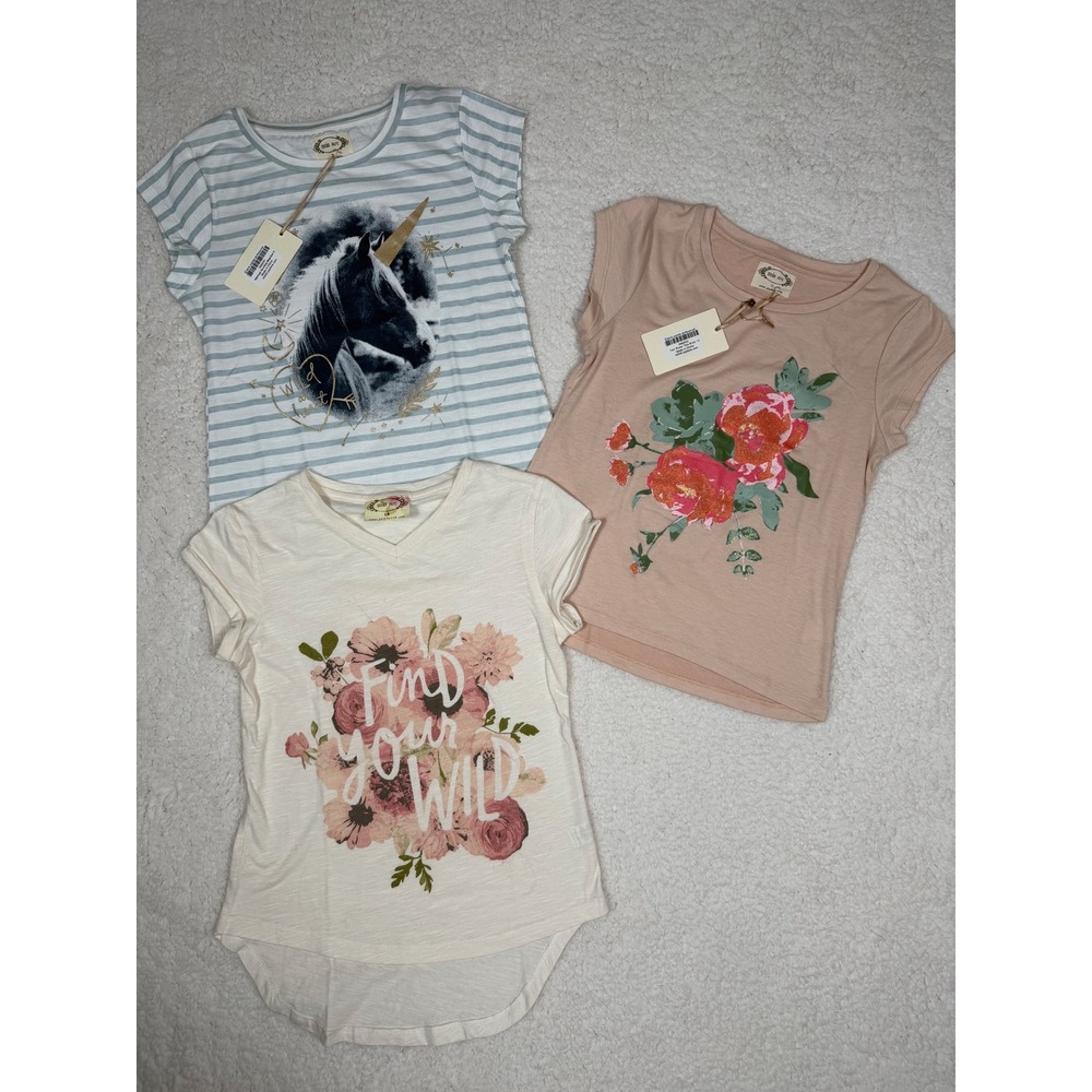 Mia Joy by Joyfolie Girls Size 12 Graphic Tee Bundle Unicorn Floral 3 Piece Set